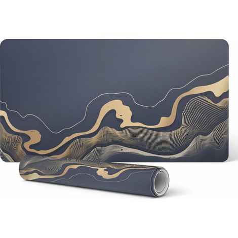 Alfombrilla protectora de vinilo para el lugar de trabajo, dise帽o de ondas abstractas, 100x50 cm.