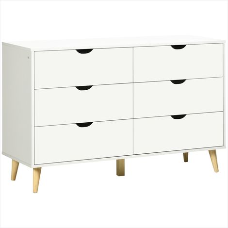 SunJet Table de chevet, table de nuit, Commode scandinave 6 tiroirs - Réf. U734E92EZHPY (1/5)