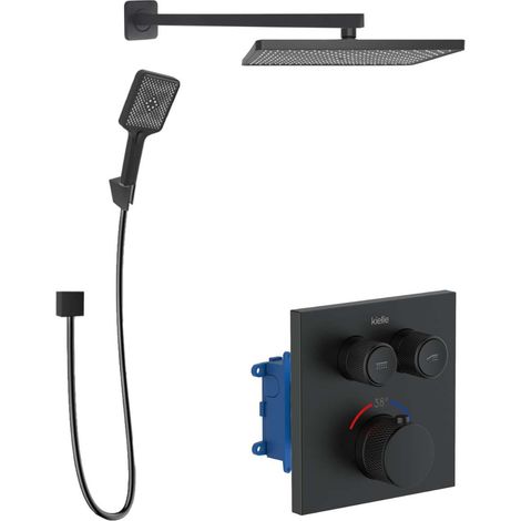 kielle Arkas I - Unterputz-Thermostatarmatur für 2 Verbraucher, mit Zubehör und Einbaukörper, schwarz matt 20611SPT44 (1/5)