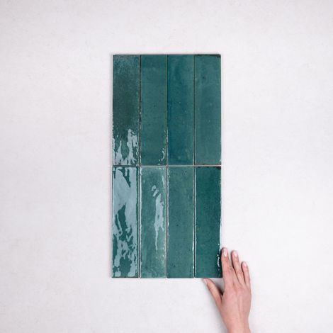 Carrelage Effet Zellige Vert Turquoise TANGER 6x24 cm Emerald (1/4)