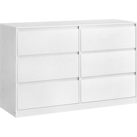Vasagle – Commode moderne 6 tiroirs 40 x 119,4 x 75 cm – Panneaux MDF et aggloméré – Sécurité anti-basculement – Rangement optimisé