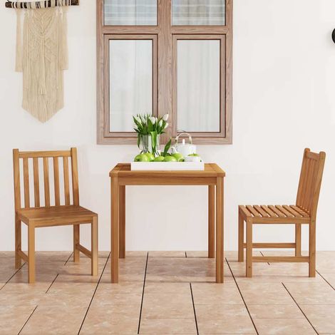 vidaXL Conjunto de comedor de jardín de 3 piezas 80x80 cm de madera maciza de teca (1/5)