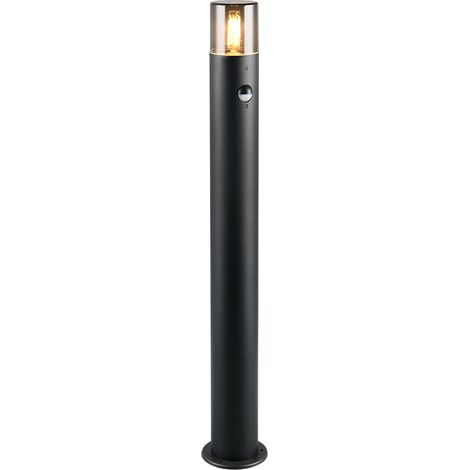Potelet led 28w 1xe27 noir mat avec detecteur de mouvement - trio - hoosic