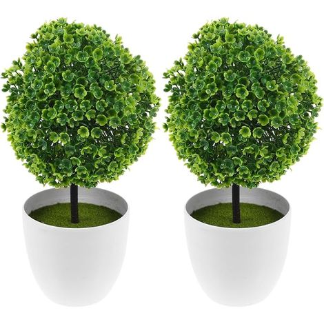 2 Pièces Arbres Ornements En Bois Petits Pour Les Décorations De Pin De Forme Rustique Porche Pot Réaliste Décoration De Table Arbuste Vert En Pots Cadeau (1/5)