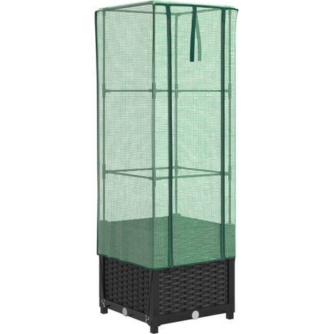 Maison Exclusive - Hochbeet mit Gewächshaus-Aufsatz Rattan-Optik