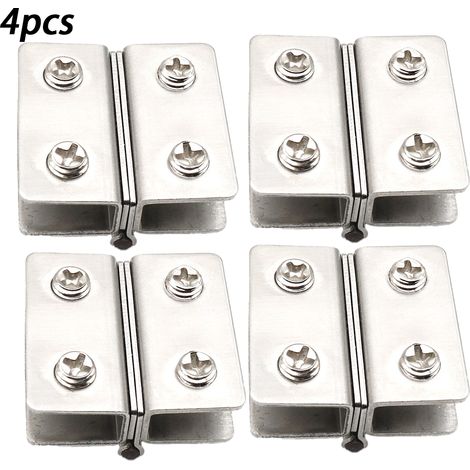 Charnières en acier inoxydable pour portes en verre, charnières pour portes en verre sans perçage, charnières pour vitrines d'armoires à vin, pinces pour portes en verre de fenêtre (1/5)