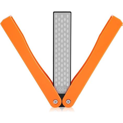 Pierre a Aiguiser Diamant, Aiguiseur de couteaux pierre à aiguiser, 600/400 pierre à aiguiser, pierres à aiguisers pierres pliante double face affûteuse de couteaux de cuisine pour Camping(Orange) (1/5)