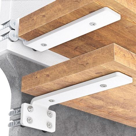 Lot de 4 supports d’étagère flottants de 15 cm, supports en L en métal robuste pour étagères, support mural, blanc (1/4)