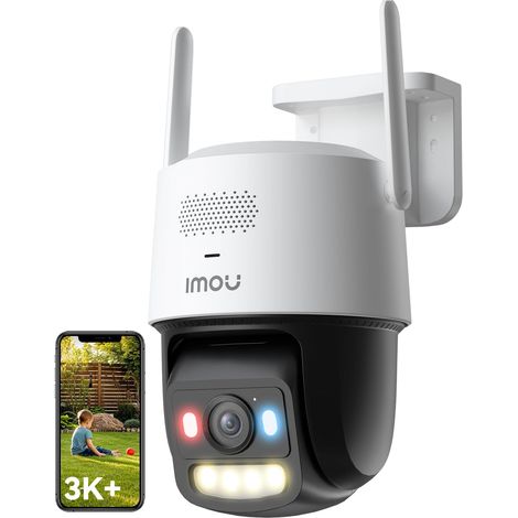 6MP Caméra PoE Extérieure avec WiFi 2.4G/5GHz, de Surveillance Vision Nocturne Couleur Jour, Détection Personne/Véhicule, Suivi Intelligent, Audio Bidirectionnel, Etanche (1/5)