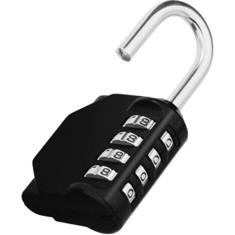4-Digit Code Padlock, Code Padlock for Sports, College, School Locker, Cadna with Exterior Code for Gate, Garden Shed, Black (1/5)