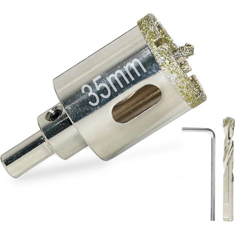 Diamond Hole Saw 35 mm, Diamond Tile Drill Bit with Pilot Drill, Diamond Coating, Carbon Steel for Tiles, Glass, Ceramic, Porcelain, Marble, DIY and Home Use (1/5)