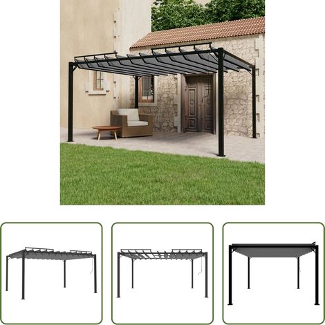 vidaXL Lamellendach - Pergola mit Lamellendach 3x4 m Anthrazit Stoff und Aluminium (1/5)