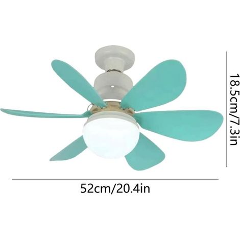 LED-Deckenventilator mit Fernbedienung – 3 Geschwindigkeitsstufen, 3 Farben, dimmbar – für Schlafzimmer und Wohnzimmer – Hellblau (1/5)