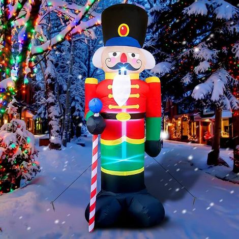 Decorazioni natalizie gonfiabili per esterni: Soldato Schiaccianoci, Babbo Natale gonfiabile illuminato, Decorazioni per porte, Giardino, Prato, Decorazioni natalizie (8Ft) (1/4)