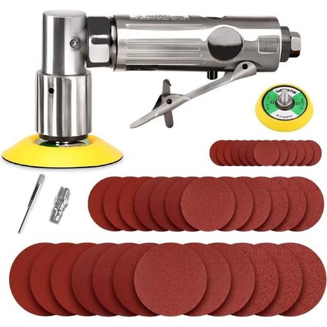 Meuleuse d'angle pneumatique 50 mmVitesse 15000 tr/minPression 6.3 KG40 tampons de ponçage pour espaces restreints (1/5)