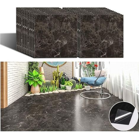 Waterproof Marble Floor Tile for Bathroom Self Adhesive Vinyl Floor Tiles for Kitchen Backsplash Oil Resistant 30cm x 30cm 24pcs (1/5)