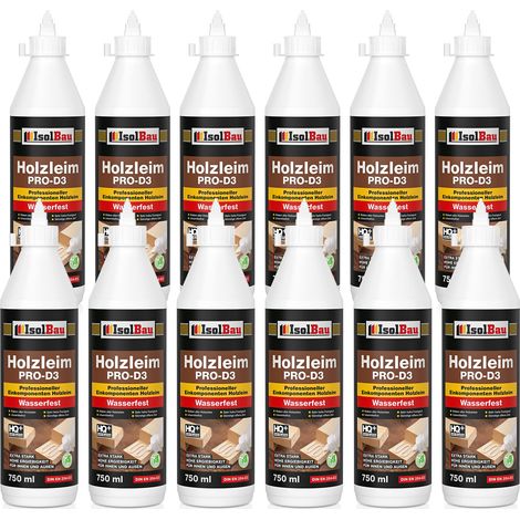 Holzleim D3 Weißleim Wasserfest 12x 750 ml  860 g Leim Holzkleber Innen & Außen (1/5)