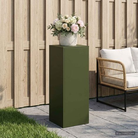 vidaXL Soporte de plantas Verde oliva 30 x 30 x 80 cm Acero oxidado (1/5)