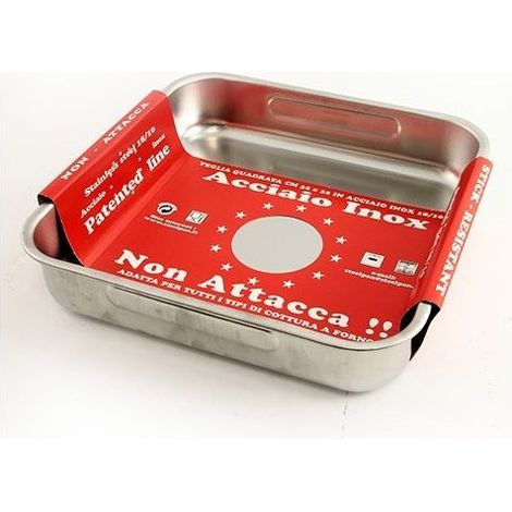 Teglia quadrata media antiaderente in acciaio inox 32x32