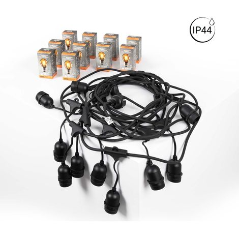 Set - Lichterkette für außen 11,5m + 10 LED-Glühbirnen G45/E27