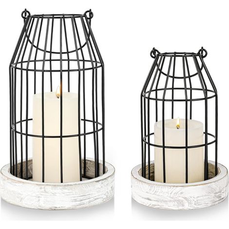 Lot de 2 chandelier pour intérieur ou extérieur - Style rustique - Pour cheminée, cheminée, cheminée, entrée, salon, cuisine, salle à manger,gris (1/5)