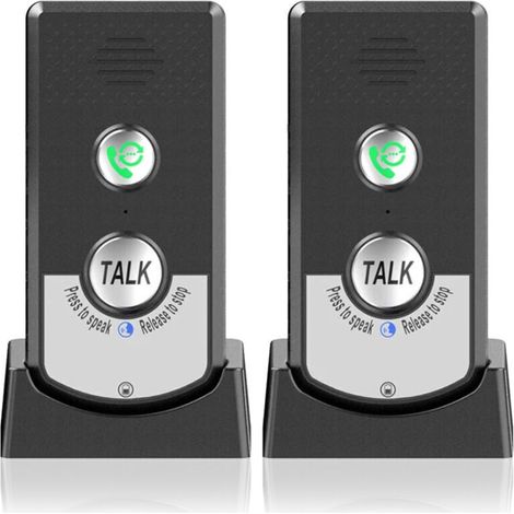 Set of 2 wireless home intercoms - Two-way calling - Long range - For seniors - Portable.