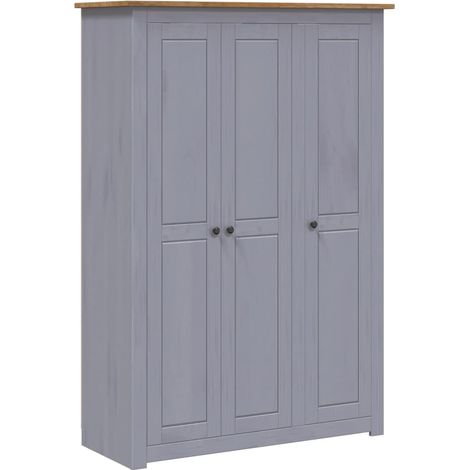 3-Door Wardrobe Grey 118x50x171.5 cm Pine Panama Range vidaXL (1/5)