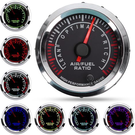 GARRYFIZH Jauge de rapport de carburant d'air 2in 12V 7 couleurs LED compteur AFR professionnel de haute précision universel pour voiture (1/5)