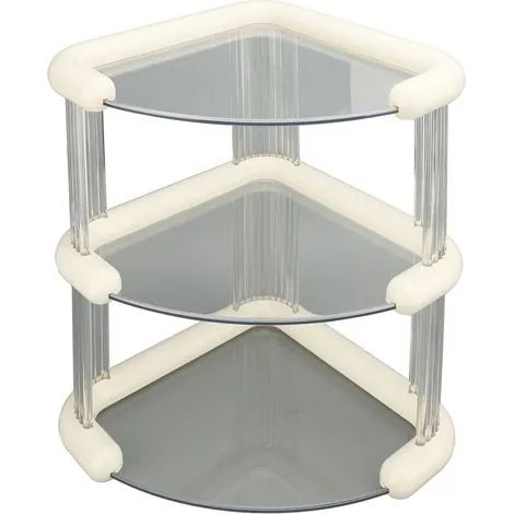 Étagère d'angle de bureau multifonctionnelle, simple et élégante, à 3 niveaux, grande capacité, idéale pour la salle de bain, la cuisine ou le bureau (blanc). (1/3)