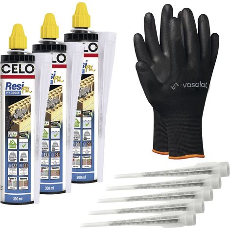 Celo Injektionsmörtel ResiFIX PY300 - Montagemörtel für ungerissenen Beton und Mauerwerk mit schneller Aushärtung, 3x Verbundmörtel und 8x Mischdüse (1/4)