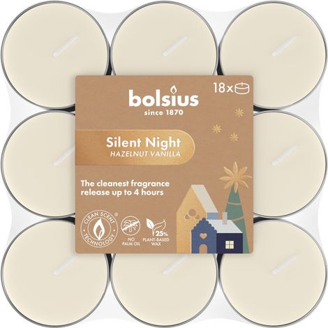 Bolsius Duftteelichte silent night 18er Pack creme Duftkerze