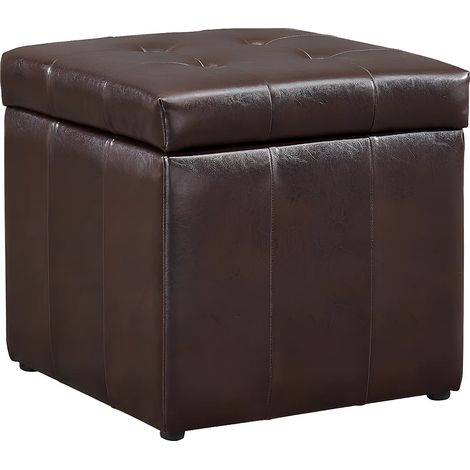 Pouf coffre de rangement SERAFINO en simili - Marron (1/4)
