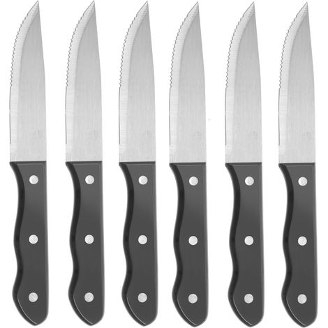 Cuchillo para carne de acero inoxidable, hoja ancha, 250 mm de largo, juego de 6 - Hendi 781456
