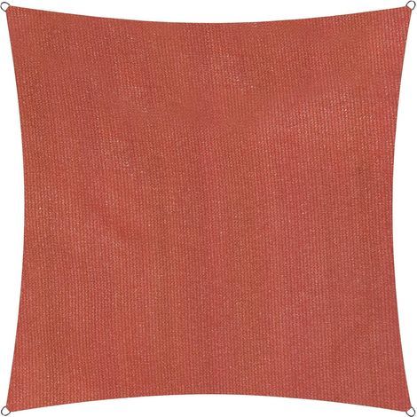 Sunsail carré 3 x 3 mètres Protection Solaire résistante aux intempéries avec Cordes de Fixation Terrasse, Jardin et Balcon, Toile à Voile HDPE, Protection UV [rterre Cuite] (1/4)