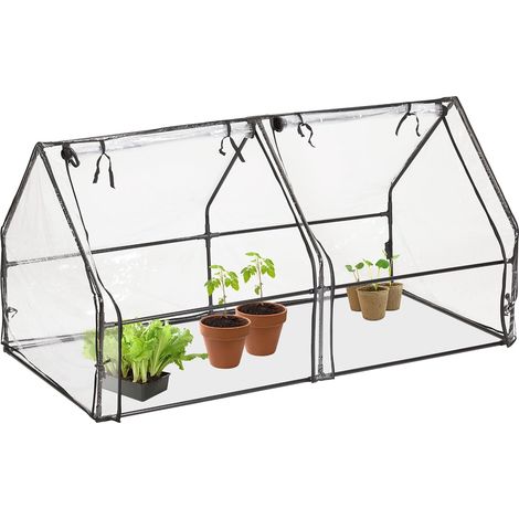 Serre de Jardin 2 Portes, bâche en PVC, pour Vos plantations précoces, HxLxP : 92 x 180 x 92 cm Transparent (1/5)