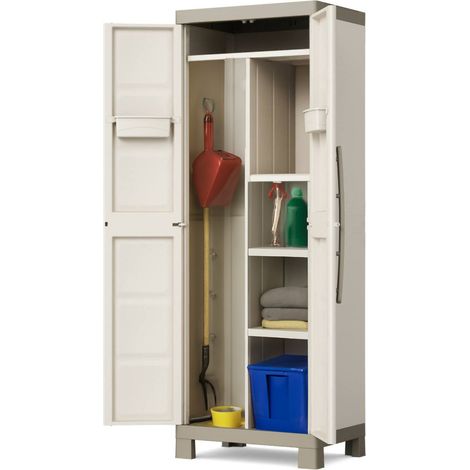 Armadio da Esterno Strathmore, Mobile da Giardino 4 Ripiani, Made in Italy, 45x65x182h cm Marrone Sabbia