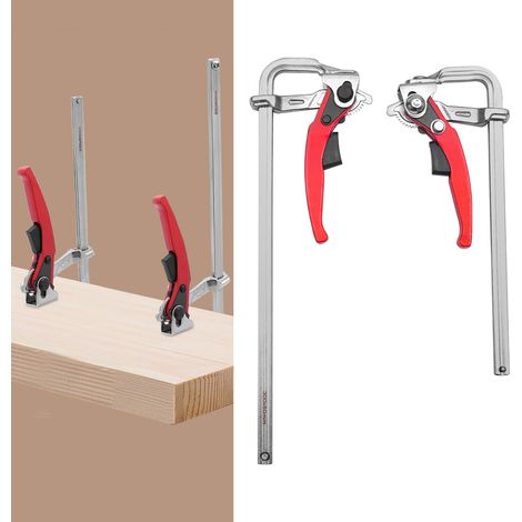 2 serre-joints à dégagement rapide – Force 180 kg, acier 40Cr, mors 20/30 cm – Pour menuiserie, bricolage, assemblage