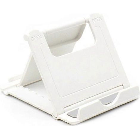 Tablet-Ständer, tragbarer, doppelt faltbarer Tischständer, weiß
