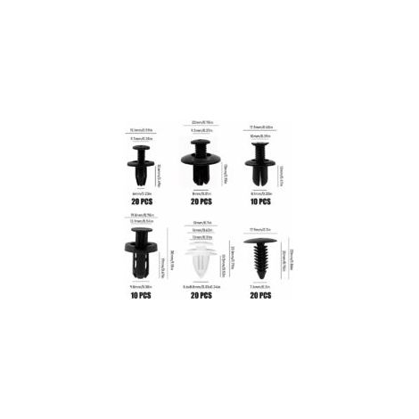 100 clip a rivetto in plastica, clip per auto, elementi di fissaggio per paraurti, clip a rivetto, rivetti in plastica, elementi di fissaggio protettivi in varie forme e dimensioni - Crezuo