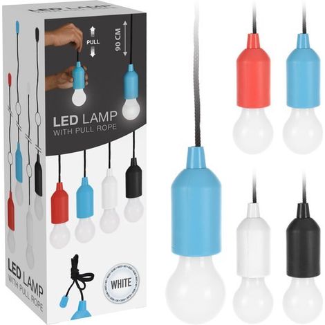 Lampe suspendue à piles - lampe à tirer fonctionnant sur piles - jardin - articles de fête - lot de 4