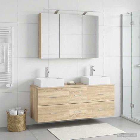 vidaXL Juego de muebles de baño 4 uds. Roble Sonoma (1/5)