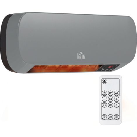 HOMCOM Wall Mounted 2000W Ceramic Heater with 3 Heat Settings, Grey (1/5)