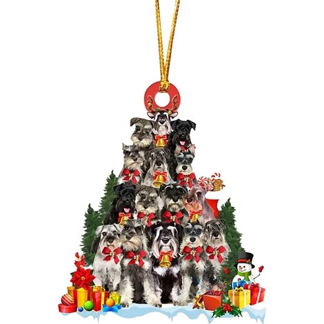 Weihnachtsbaumschmuck in Hundeform aus Holz zum Aufhängen, Baumschmuck-Geschenk für Familie und Freunde (1/5)
