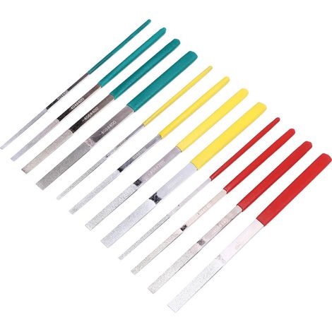 Beyamis Lot de 12 limes plates haute performance, manche ergonomique, mini-limes haute dureté (1/5)