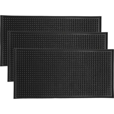 Set of 3 non-slip rubber bar service mats, drying mats for glasses, countertops, coffee, whiskey, cocktails, for kitchen, bar, restaurant, black (30 x 15 cm) (1/5)