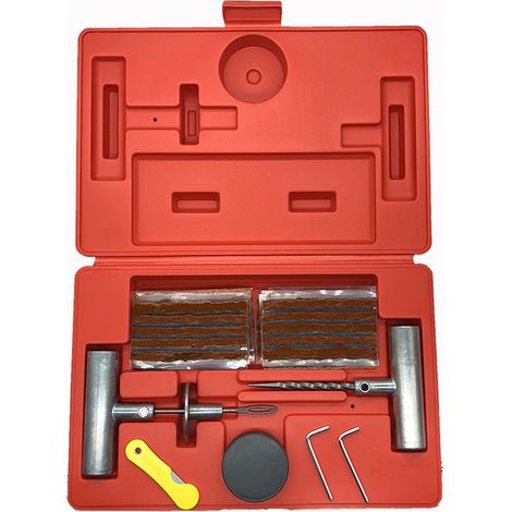 Kit Reparacion Neumaticos - Aleacion De Zinc - 26 Piezas - Para Coches Camiones Motocicletas Bicicletas De Montaña - Sin Desmontaje - Con Estuche (1/5)