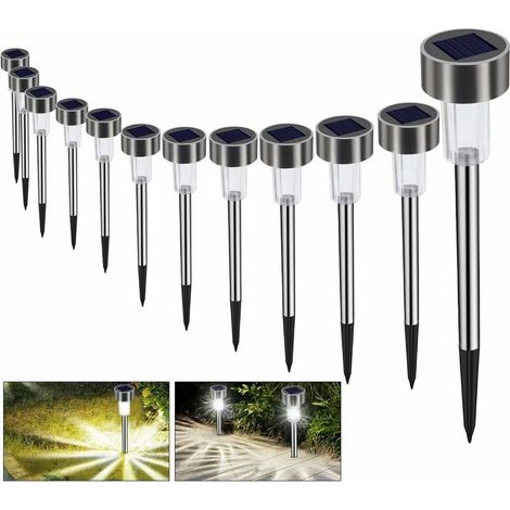 Lampe Solaire Jardin Exterieure au Sol 12pcs Lampes Jardin Etanche Lampe Sans Fil LED Décoration Eclairage Solaire Extérieur Blanche Froide Pour Chemins Pelouse Automatique Rechargeable (1/5)