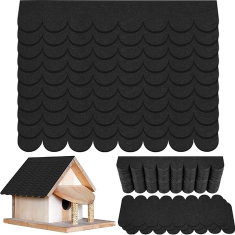 53pcs Bitumen Roof Shingles, Mini Self Adhesive Roof Shingles Self Adhesive Roof Felt for Making Model, Bird Feeding Roof, Insect Hotel, Rabbit House (1/5)