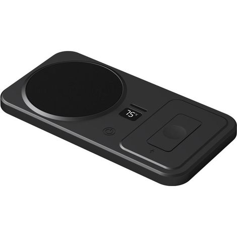 Elektrischer 2-in-1-Kaffeewärmer, 3 Temperaturstufen, kabellose Ladefunktion für Smartphones, automatische Abschaltung – Schwarz (1/5)