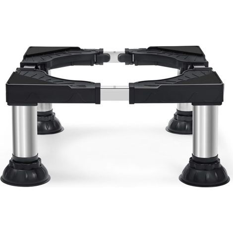 Socle Machine a Laver 4 Pieds à Ventouse, Support Machine à Laver Charge 200KG, Largeur Réglable de 40-62cm, Hauteur de 17.7-21cm Support Électroménager pour Machines à Laver, Noir (1/5)